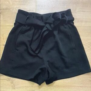 Women's Black High-Waist Tie-Belt Shorts